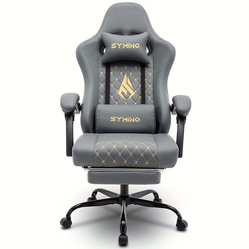 Gaming Chair with Footrest, Computer Ergonomic Video Game Chair, Adjustable Swivel Chair with Lumbar Support, PC Chair, Office Chair, Black