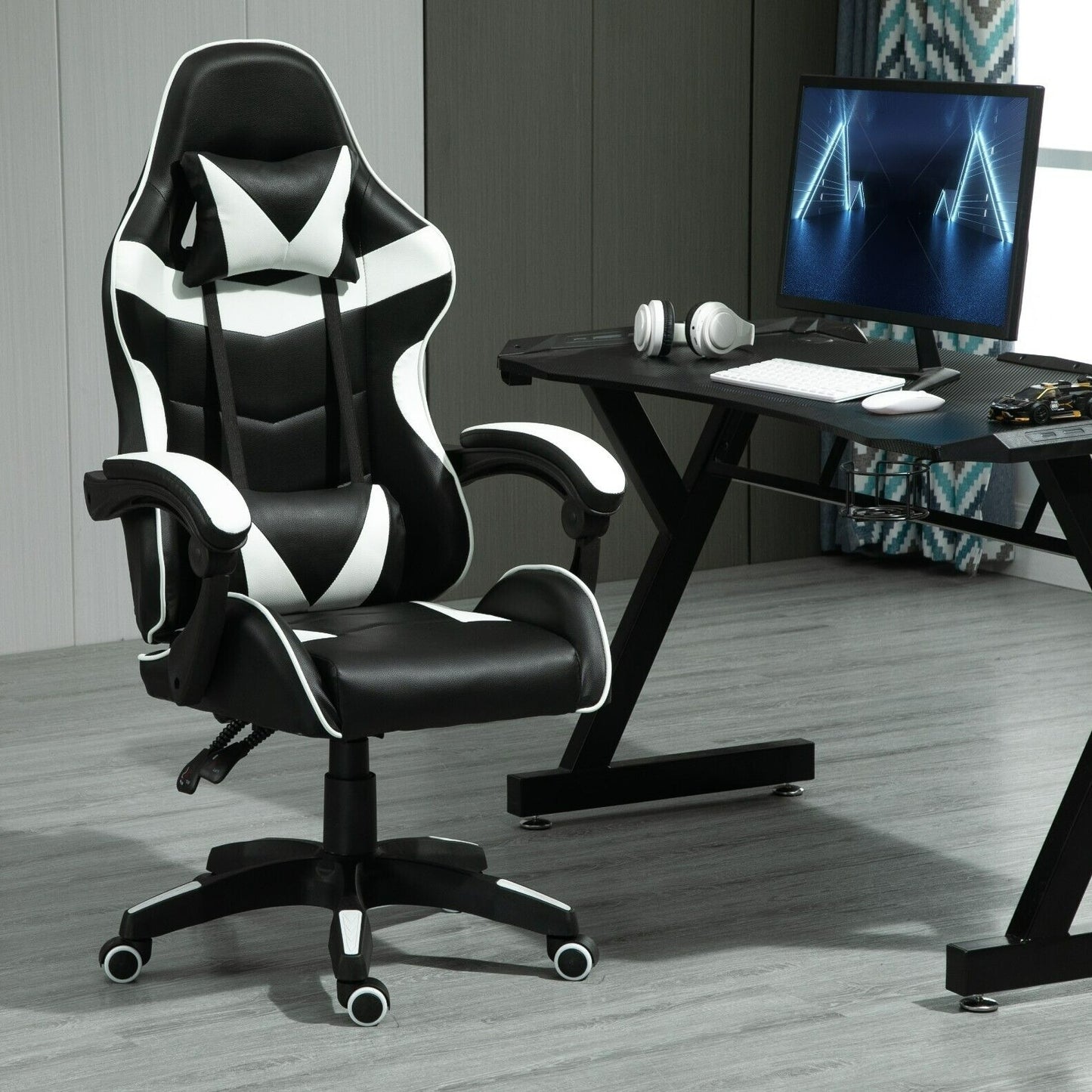 Rotatable Gaming Chair, Faux Leather, Home Office Chair, Desk Chair with Reclining Function, Model A