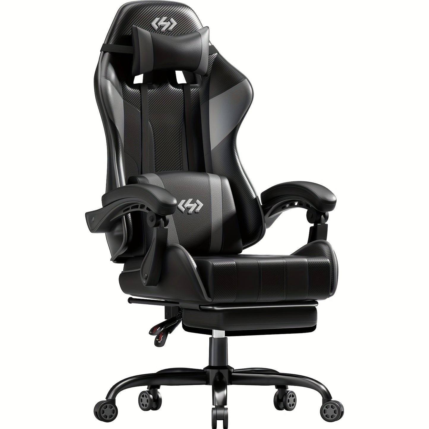 HLDIRECT Gaming Chair, Ergonomic Gaming Chair with Pocket Spring Cushion, Racing Gamer Chair with Footrest, Lumbar Support, Adjustable Office Chair 150kg Load Capacity, PC Chair, Gaming Recliner, Gaming Setup Accessories, Gam