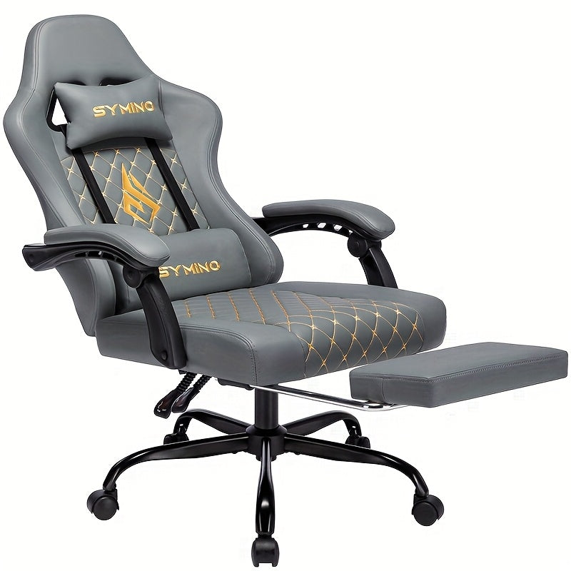 Gaming Chair with Footrest, Computer Ergonomic Video Game Chair, Adjustable Swivel Chair with Lumbar Support, PC Chair, Office Chair, Black
