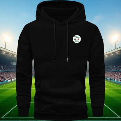 Men'S Algeria National Team Inspired Hoodie - Thickened Winter Pullover with Kangaroo Pocket, Windproof Hooded Sweatshirt for Soccer Fans, Casual Sports Apparel in Black/Red/White Color Scheme - Ideal for Matches & Casual Att