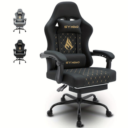 Gaming Chair with Footrest, Computer Ergonomic Video Game Chair, Adjustable Swivel Chair with Lumbar Support, PC Chair, Office Chair, Black