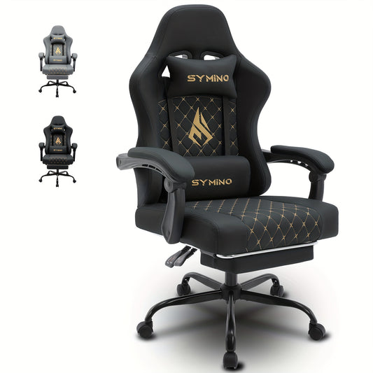 Gaming Chair with Footrest, Computer Ergonomic Video Game Chair, Adjustable Swivel Chair with Lumbar Support, PC Chair, Office Chair, Black