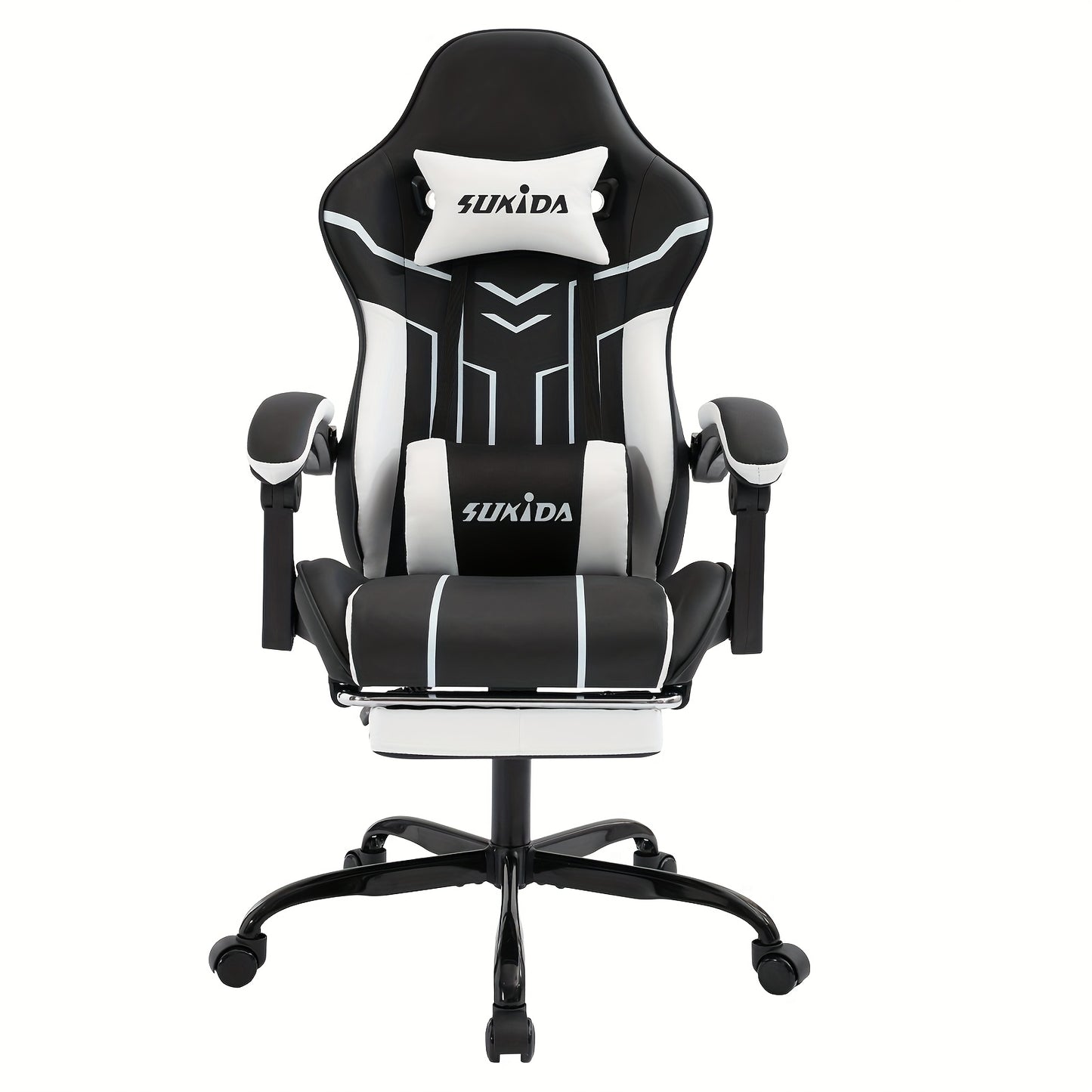 Game Chair With Footstool, Wide Seat Surface, Linked Armrests, High Back, Gaming Chair, PC Chair, 135 ° Lounge Chair, PC Gaming Chair, Silent Caster, Adjustable Height, Computer Chair, Learning Chair, Comfortable Sitting, Si