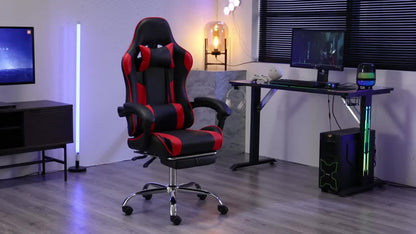 Ergonomic Gaming Chair - Black & Blue, Height Adjustable, Reclining Backrest, Swivel E-Sports Chair With Lumbar Support For Home & Office