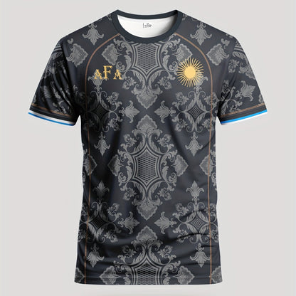 Men'S Youth Soccer Jersey & Comfortable Breathable Sports T-Shirt - Versatile Casual Training Shirt with Geometric Pattern, Dark Blue & Orange Accents, Perfect for Outdoor Play, Competition, and Casual Wear, Competition Appar