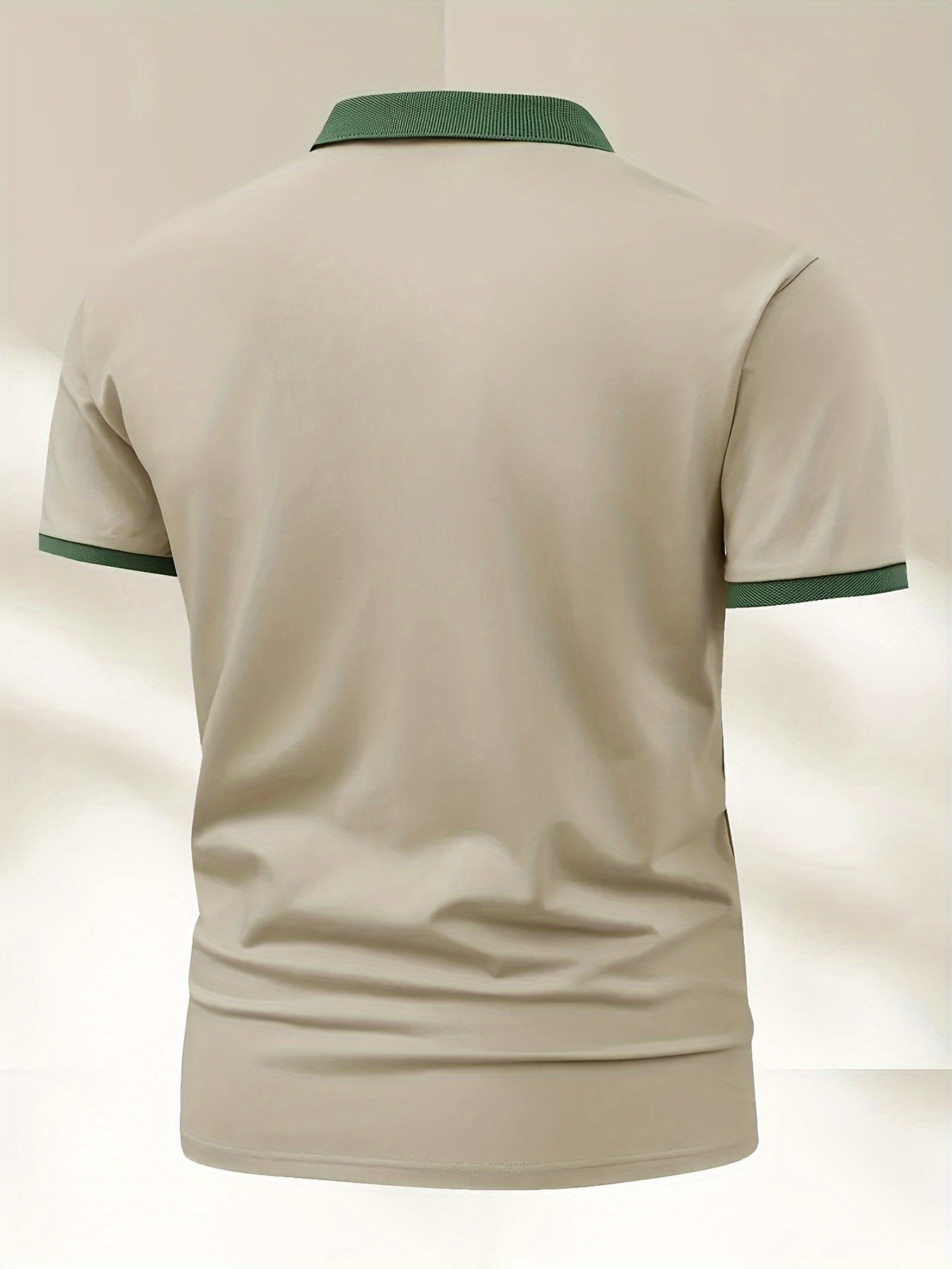 2pcs Men's Algerian Football Team Logo Shirts - Breathable Quick-Dry Moisture-Wicking, Contrast Trim Casual & Business Casual Short Sleeve Tops for Golf, Outdoor, Summer (Light Beige & Dark Grey), Outdoor Golf Apparel, Moistu