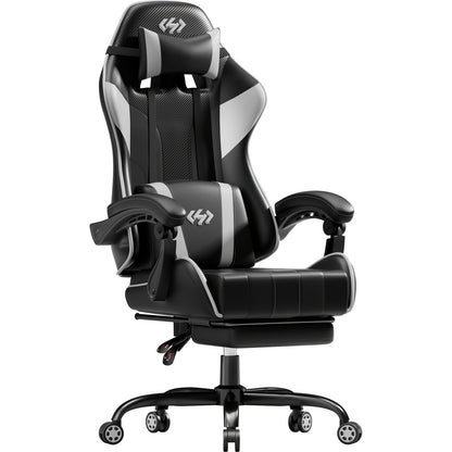 HLDIRECT Gaming Chair, Ergonomic Gaming Chair with Pocket Spring Cushion, Racing Gamer Chair with Footrest, Lumbar Support, Adjustable Office Chair 150kg Load Capacity, PC Chair, Gaming Recliner, Gaming Setup Accessories, Gam