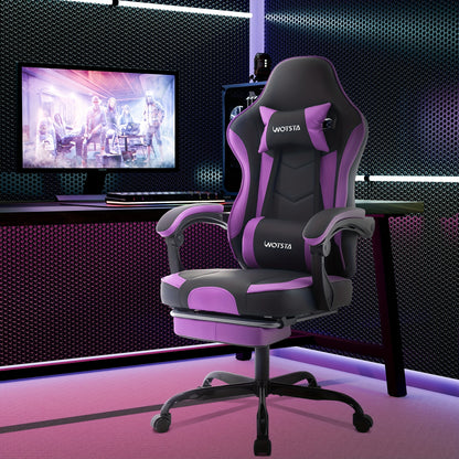 Game Chair, Computer Chair, Ergonomic Game Chair With Foot Pedals, Office Chair, Ergonomic Computer Chair With Lumbar Support, Adjustable Height Gaming Chair, Available In Black, Yellow, Green