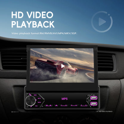 7-Inch EQ 1080P HD Retractable Display Car Stereo with microphones(free), Mirror Link, USB & AUX Inputs, FM Radio, SWC Colorful Backlight Calendar Viewing Calculator Car MP5 Car Multimedia Player Autoradio Connection Manual T
