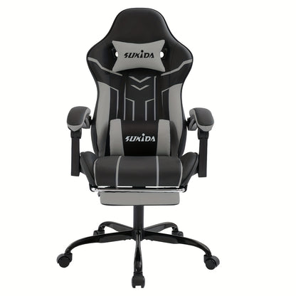Game Chair With Footstool, Wide Seat Surface, Linked Armrests, High Back, Gaming Chair, PC Chair, 135 ° Lounge Chair, PC Gaming Chair, Silent Caster, Adjustable Height, Computer Chair, Learning Chair, Comfortable Sitting, Si