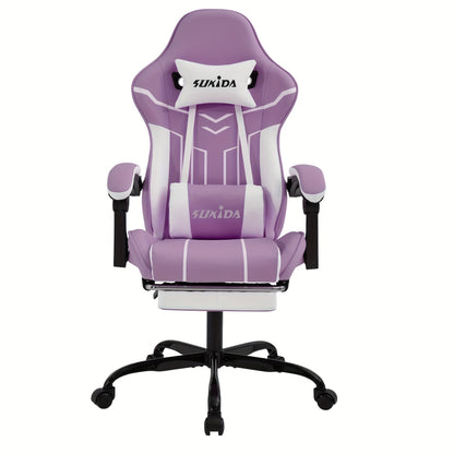 Game Chair With Footstool, Wide Seat Surface, Linked Armrests, High Back, Gaming Chair, PC Chair, 135 ° Lounge Chair, PC Gaming Chair, Silent Caster, Adjustable Height, Computer Chair, Learning Chair, Comfortable Sitting, Si