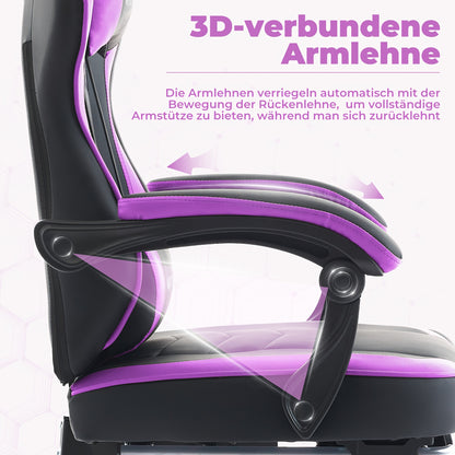 Game Chair, Computer Chair, Ergonomic Game Chair With Foot Pedals, Office Chair, Ergonomic Computer Chair With Lumbar Support, Adjustable Height Gaming Chair, Available In Black, Yellow, Green