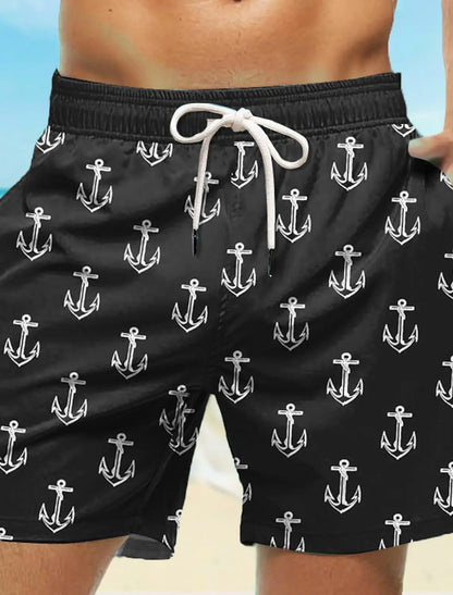 Short de bain pour hommes, maillot de bain avec cordon élastique, séchage rapide, court, plage hawaïen, décontracté, noir, blanc, micro-élastique