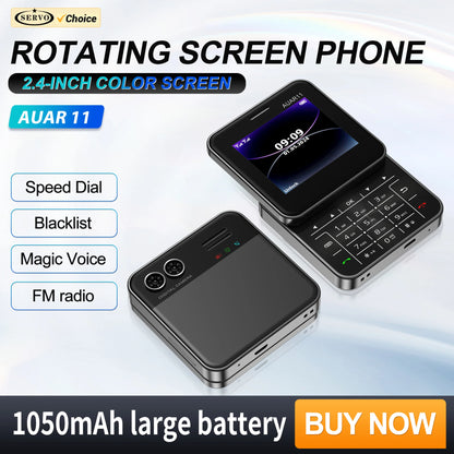 SERVO AUAR11 téléphone portable rotatif 2 SIM Torche Stadby Cadran rapide voix magique Radio FM 2G GSM 2.4 "écran coulissant petits téléphones portables