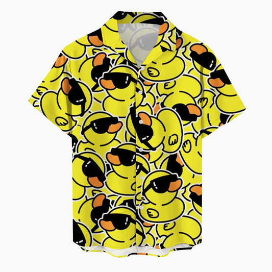 Chemise hawaïenne à manches courtes pour hommes, vêtements College de canard de dessin animé 3D, bouton de mode, streetwear à revers, chemises d'été, nouveau
