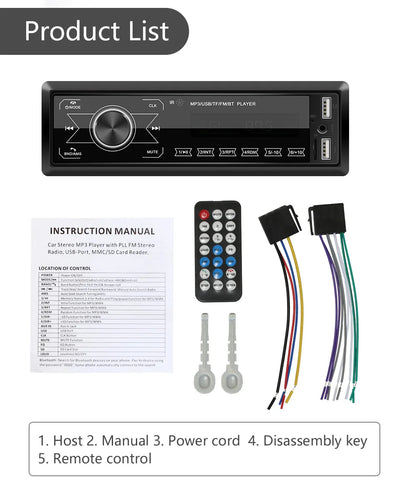 Hikity-Autoradio stéréo 1 DIN, In-Dash régule 3 Lecteur Bluetooth USB/SD/AUX-IN 12V Écran Tactile Sept Couleurs Lumières FM