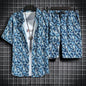 Vêtements de plage pour hommes, ensemble 2 pièces chemise et short hawaïens à séchage rapide, vêtements à la mode imprimés, tenues décontractées d'été