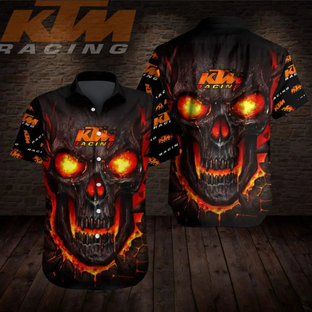 KTM T-shirt homme chemise hawaïenne homme chemises homme vêtements T-shirts pour hommes haut nouveau dans la plage hommes vêtements hauts vérifier Plaid formel