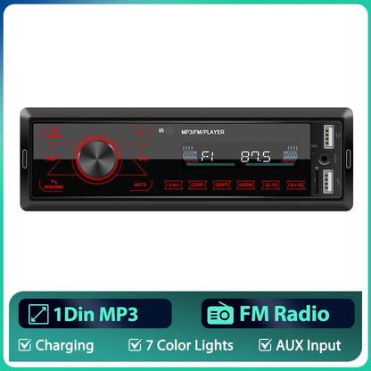 Hikity-Autoradio stéréo 1 DIN, In-Dash régule 3 Lecteur Bluetooth USB/SD/AUX-IN 12V Écran Tactile Sept Couleurs Lumières FM