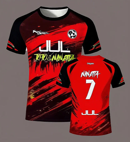 Uniformes de football de la série JUL 90 minutes, T-shirts respirants pour sports de plein air pour hommes et femmes, à séchage rapide, hauts courts pour adultes