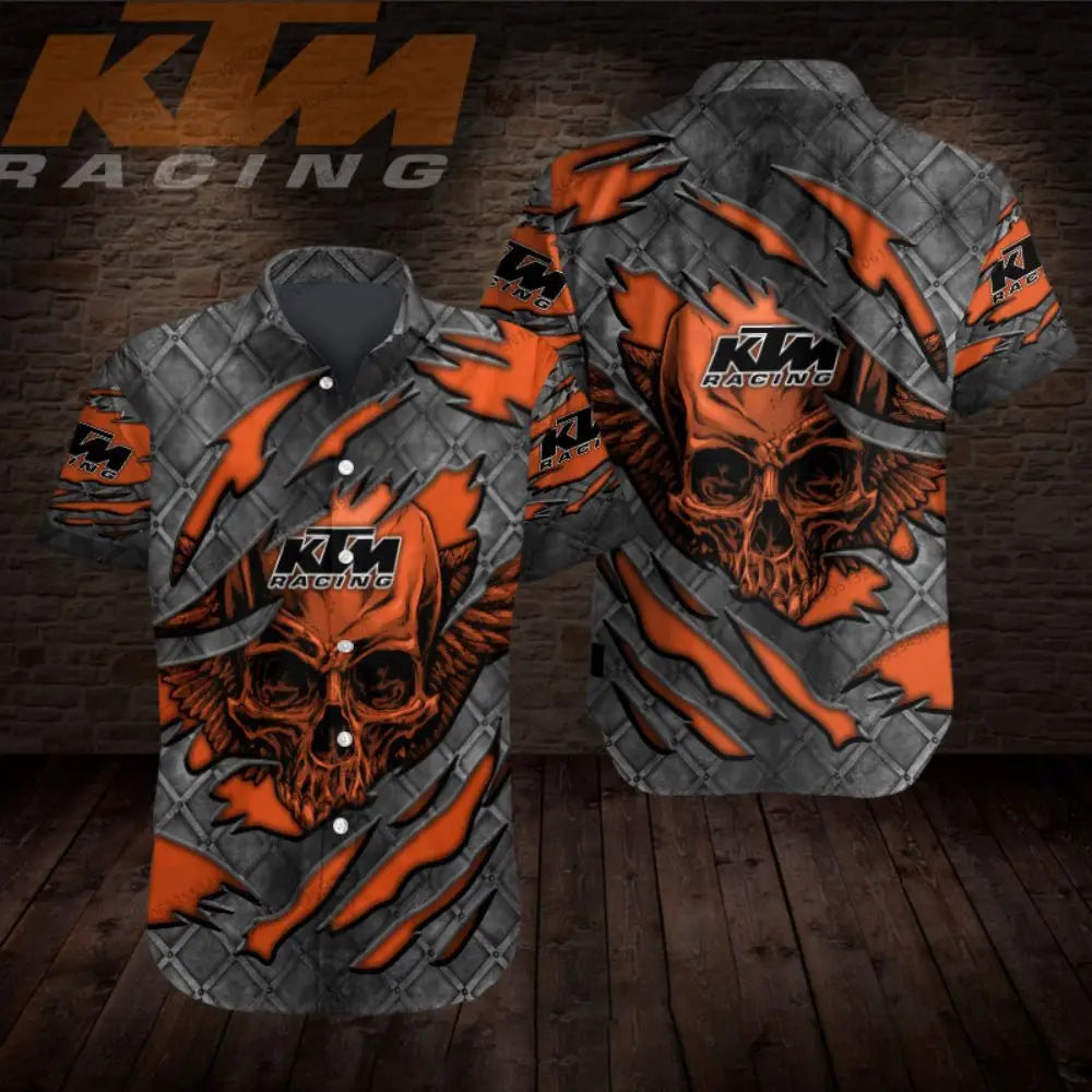 KTM T-shirt homme chemise hawaïenne homme chemises homme vêtements T-shirts pour hommes haut nouveau dans la plage hommes vêtements hauts vérifier Plaid formel