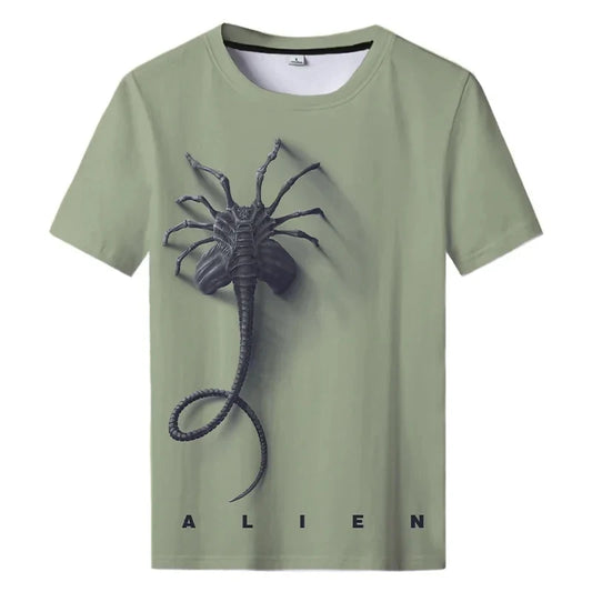Été nouveau Alien Art impression 3D T-shirt pour hommes vêtements quotidien T-shirt style décontracté horreur Alien film graphique Harajuku hauts t-shirts