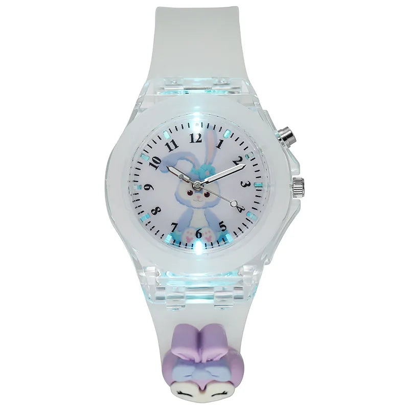 3D Mickey enfants montres filles couleur Source de lumière Silicone Minnie enfants montre dames Quartz horloge cadeaux Relogio Feminino