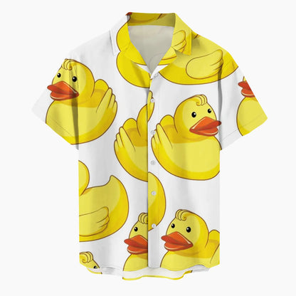 Chemise hawaïenne à manches courtes pour hommes, vêtements College de canard de dessin animé 3D, bouton de mode, streetwear à revers, chemises d'été, nouveau
