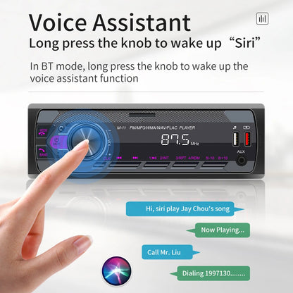 Hikity-Lecteur MP3 de voiture universel 1DIN, Bluetooth Radio Stéréo Push to Talk Assistant Mains AM/FM Radio Support USB/SD/AUX-IN