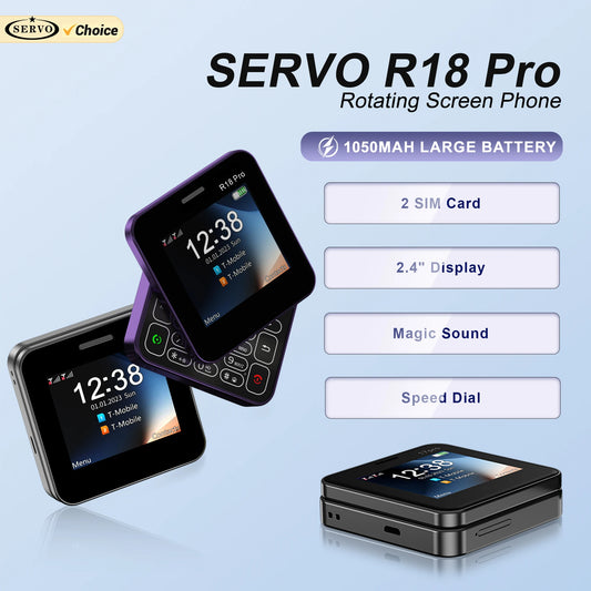 SERVO R18 PRO écran rotatif téléphone portable 2G GSM voix magique cadran de vitesse lampe de poche liste noire 2 SIM veille téléphones coulissants latéraux