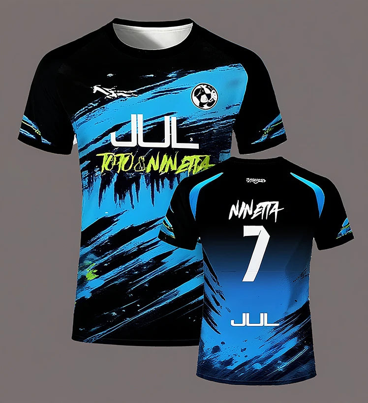 Uniformes de football de la série JUL 90 minutes, T-shirts respirants pour sports de plein air pour hommes et femmes, à séchage rapide, hauts courts pour adultes