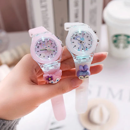3D Mickey enfants montres filles couleur Source de lumière Silicone Minnie enfants montre dames Quartz horloge cadeaux Relogio Feminino