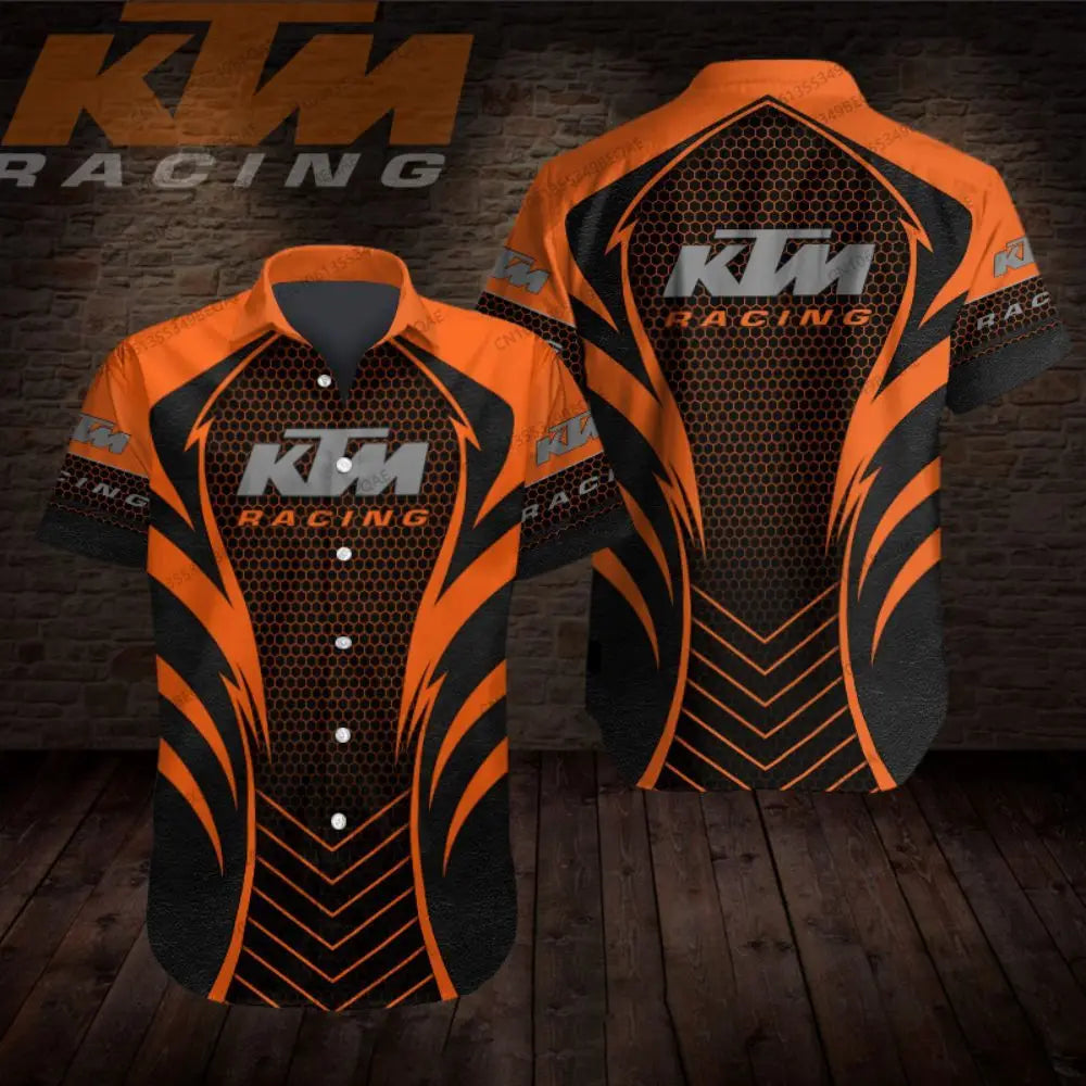 KTM T-shirt homme chemise hawaïenne homme chemises homme vêtements T-shirts pour hommes haut nouveau dans la plage hommes vêtements hauts vérifier Plaid formel