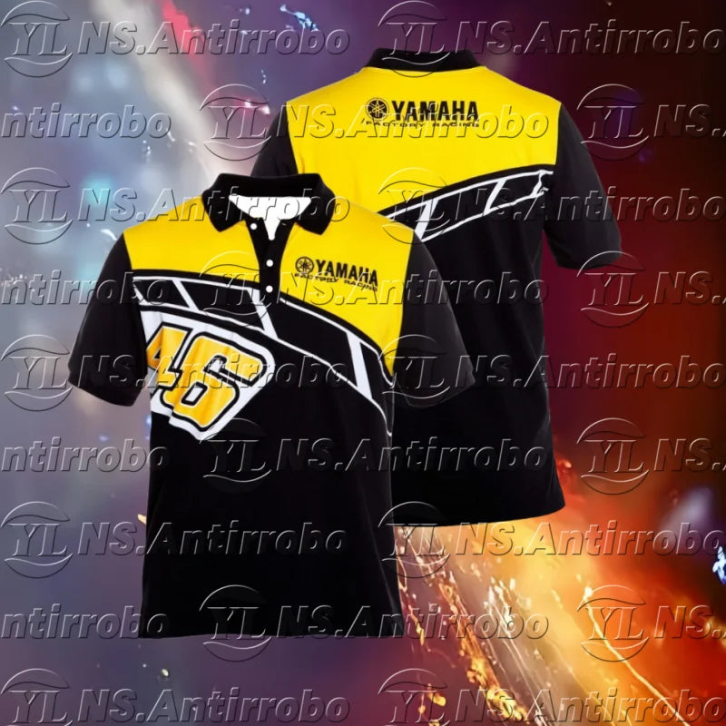 T-shirt de Moto noir pour hommes, costume d'équipe de course 46 F1, vêtements d'été respirants et résistants, nouvelle collection 2025