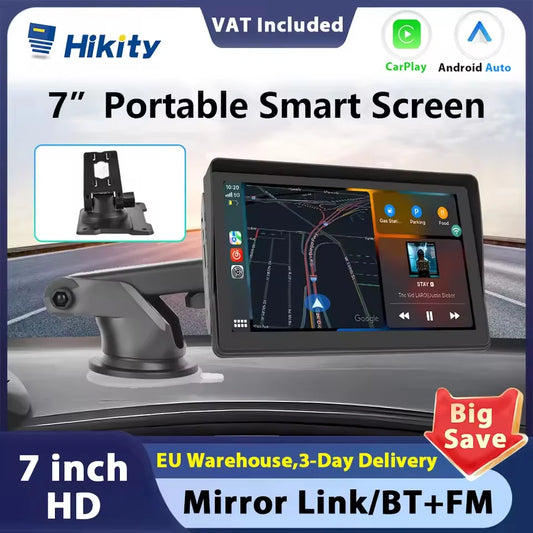 Hikity-Lecteur MP5 sans fil universel pour voiture, écran Carplay, radio FM, récepteur, prise en charge de la capture d'écran de vue arrière, Android Auto, 7 pouces