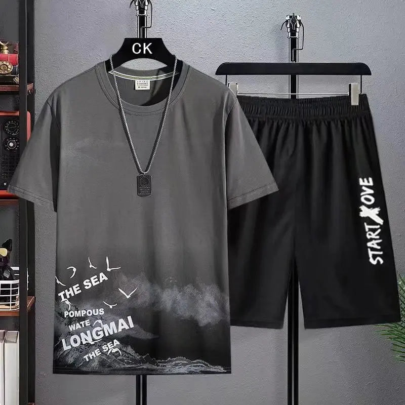 Costumes à la mode pour hommes, ensemble Short et haut d'été, tenue de gymnastique, t-shirt à manches courtes pour étudiants, ensemble 2 pièces, survêtements décontractés pour hommes