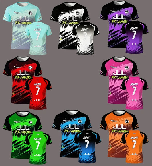 Uniformes de football de la série JUL 90 minutes, T-shirts respirants pour sports de plein air pour hommes et femmes, à séchage rapide, hauts courts pour adultes