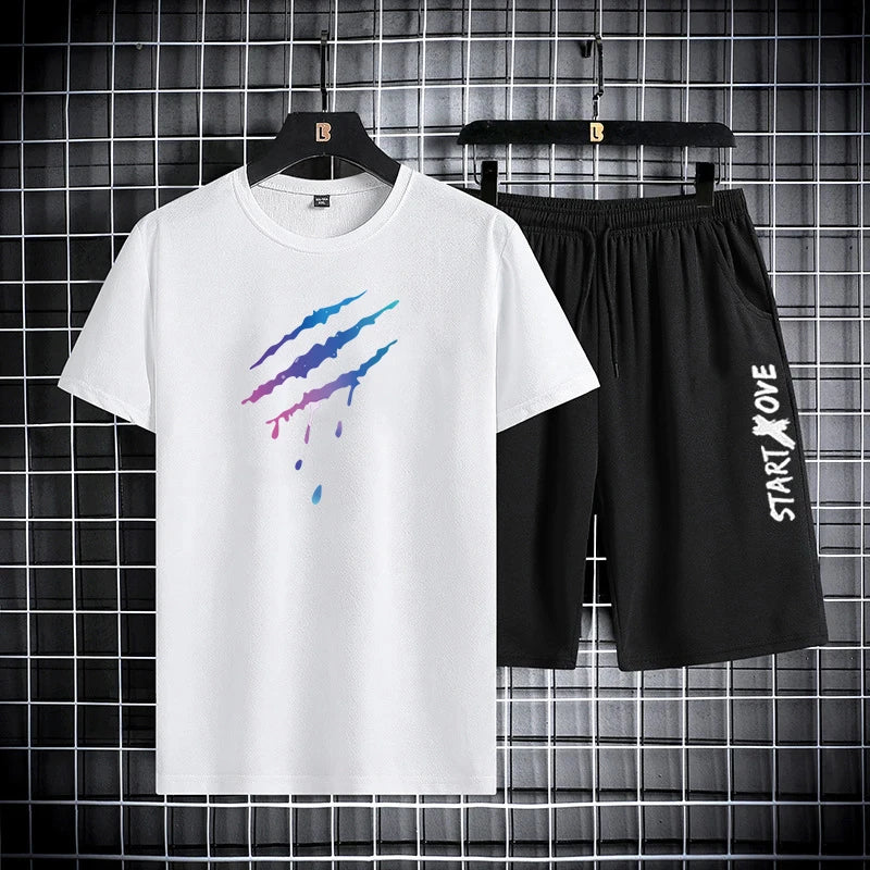 Costumes à la mode pour hommes, ensemble Short et haut d'été, tenue de gymnastique, t-shirt à manches courtes pour étudiants, ensemble 2 pièces, survêtements décontractés pour hommes