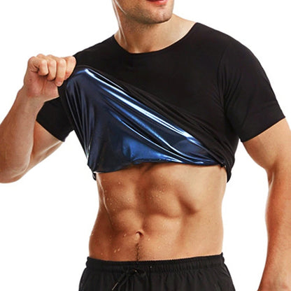 Chemises de Sauna à manches courtes pour hommes, chemises piétillantes à la chaleur, combinaisons de Fitness, taille amincissante, chemise de Compression d'entraînement