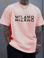 Été hommes 100% pur coton décontracté coupe ample grande taille italie MILANO imprimé confortable col rond à manches courtes T-shirt haut
