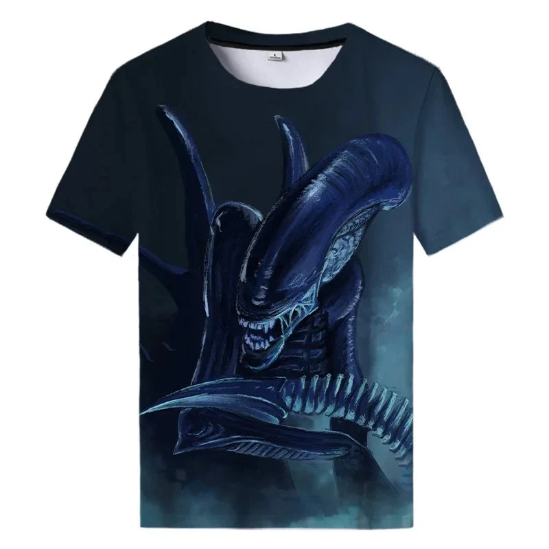 Été nouveau Alien Art impression 3D T-shirt pour hommes vêtements quotidien T-shirt style décontracté horreur Alien film graphique Harajuku hauts t-shirts
