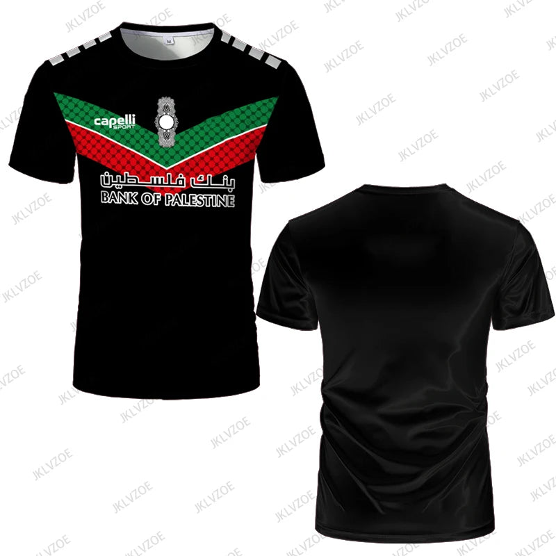 Maillot de Football Palestine pour femmes et hommes, t-shirt de luxe imprimé numérique, uniforme d'été drapeau palestinien, hauts surdimensionnés décontractés