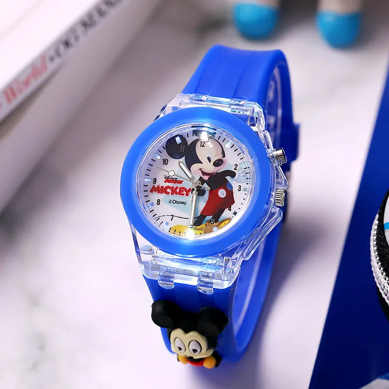 3D Mickey enfants montres filles couleur Source de lumière Silicone Minnie enfants montre dames Quartz horloge cadeaux Relogio Feminino