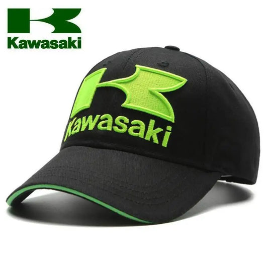 Kawasaki-Chapeau de sport en plein air pour hommes et femmes, chapeau de soleil à queue de cheval, opérateur hip-hop, marque de moto populaire