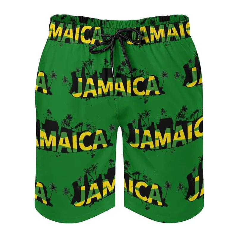 Short de bain jamaïcain pour homme, imprimé en 3D, sensation de natation, mode été, plage, surf, séchage rapide, sport, pantalon court