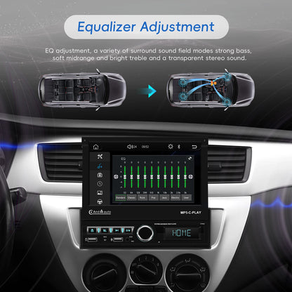 Hikity 7 "écran rétractable motorisé 1DIN Android autoradio lecteur multimédia double Port USB Carplay 1din Autoradio FM