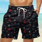 Short de bain pour hommes, maillot de bain avec cordon élastique, séchage rapide, court, plage hawaïen, décontracté, noir, blanc, micro-élastique