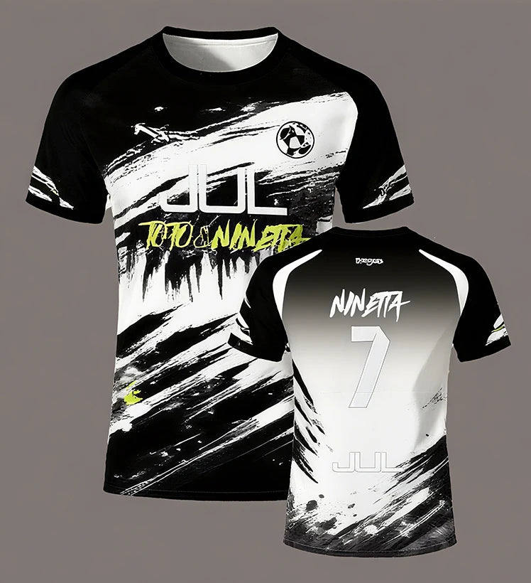 Uniformes de football de la série JUL 90 minutes, T-shirts respirants pour sports de plein air pour hommes et femmes, à séchage rapide, hauts courts pour adultes