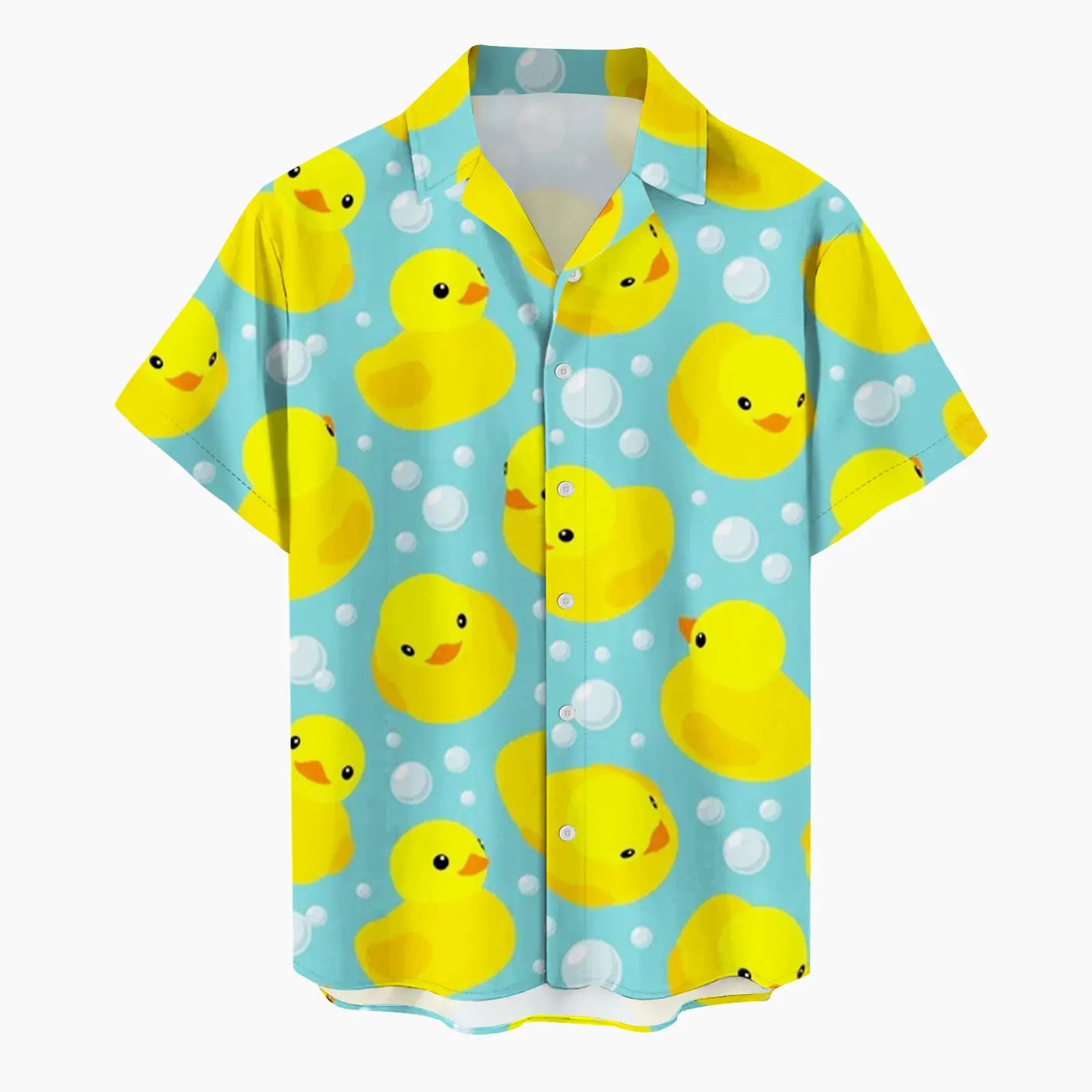Chemise hawaïenne à manches courtes pour hommes, vêtements College de canard de dessin animé 3D, bouton de mode, streetwear à revers, chemises d'été, nouveau